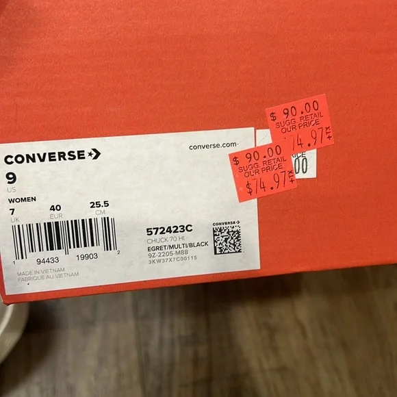 Converse Pink Floral and Metallic Chuck 70 Egret High Tops - Picture 6 of 6